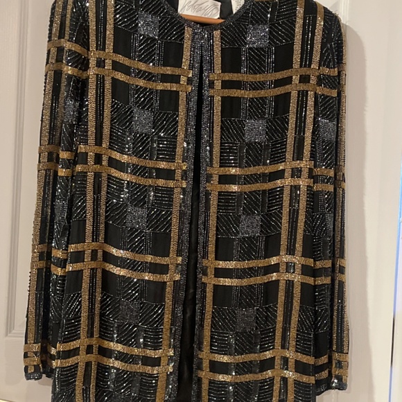 Lord and Taylor, size 14 W, silk blazer with sequins. Vintage sequins blazer NWT - Picture 2 of 13